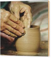 The Potter's Hands Wood Print