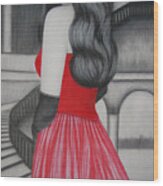 The Red Dress Wood Print