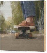 The Skateboarder Wood Print
