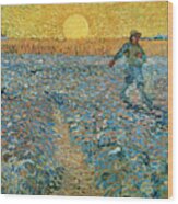 The Sower In The Setting Sun Wood Print