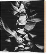 The Space Between - Antelope Canyon Grayscale Wood Print
