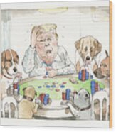 The State Of Play For A Poker-playing President Wood Print