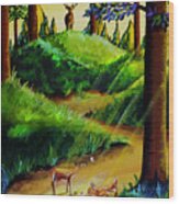 The Two Fawns Wood Print