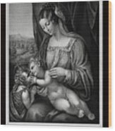 The Virgin And Child,with Infant Saint John The Baptist By Engraver Franz Hanfstangl Classical Art Wood Print