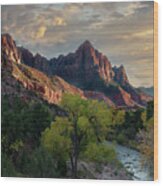 The Watchman And Virgin River Wood Print