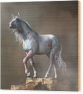 The White War Horse Wood Print