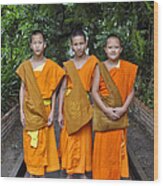 Three Young Monks Wood Print