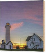 Tibbets Point Lighthouse Dusk Wood Print
