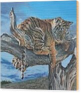 Tiger Lookout Wood Print
