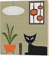 Tiki Tabletop Cat With Pods Wood Print