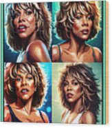 Tina Turner Queen Of Rock'n Roll Montage Wood Print