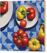 Tomatoes And Peppers Wood Print