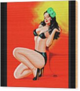 Too Hot To Touch By Peter Driben Vintage Pin-up Girl Art Wood Print