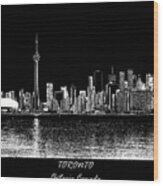 Toronto Ontario Canada Black And White Skyline Photo 188 Wood Print