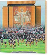 Notre Dame Touchdown Jesus Wood Print