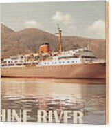 Tourist Ship On The Rhine River Wood Print