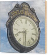 Town Clock - Beaufort North Carolina Wood Print