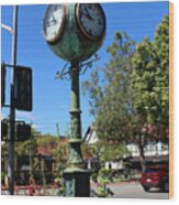 Town Clock Solvang California Wood Print