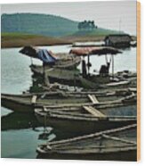 Traditional Wooden Boats In Vietnam Wood Print