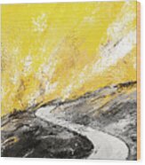 Travel Into The Sun - Yellow And Gray Art Wood Print