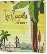 Travel Los Angeles California Twa Vintage Poster Wood Print