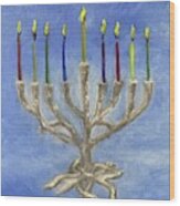 Tree Of Life Menorah Wood Print