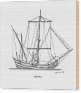 Trega - Traditional Greek Sailing Ship Wood Print