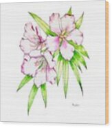 Tropical Flower In Opera Rose Wood Print