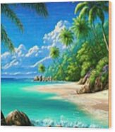 Tropical Paradise Beach 01 Wood Print