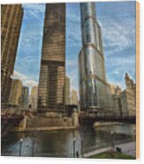 Trump Tower And River Front Wood Print
