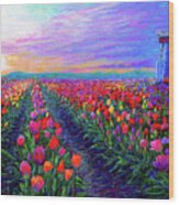 Tulip Fields, What Dreams May Come Wood Print