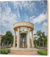Tulsa Oklahoma's Bayless Plaza And Kendall Bell - University Landmark Wood Print