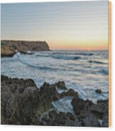 Turbulent Seascape - The Setting Sun's Embrace In Sardinian Water Wood Print