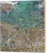 Turquoise Blue Water And Rocks On The Coast Wood Print
