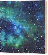 Turquoise Nebula Wood Print