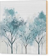 Turquoise Trees Art Wood Print