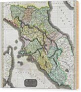 Tuscany Italy Antique Vintage Map 1814 Wood Print