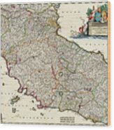 Tuscany Italy Vintage Map 1680 Wood Print