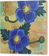 Two Blue Flowers Wood Print