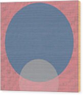 Two Circles Pink Abstract Wood Print