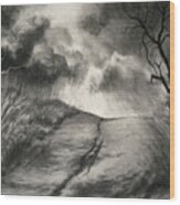 Two Trees Anticipating Storm Wood Print