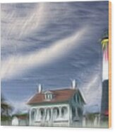 Tybee Island Lighthouse Painterly Wood Print