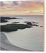 Uig Bay Sunset Aerial Isle Of Lewis Outer Hebrides Wood Print