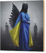 Ukraine Angel 01 Black Wings Wood Print