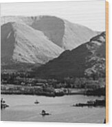 Ulswater And Glenridding Black And White Lake District Wood Print