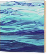 Ultramarine Blue And Turquoise Waves Of The Ocean Wood Print