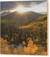 Uncompahgre Sunburst Panorama Wood Print