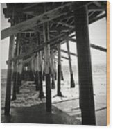 Under Balboa's Pier B/w Wood Print