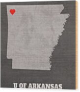 University Of Arkansas Fayetteville Arkansas Founded Date Heart Map Wood Print