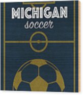 University Of Michigan College Sports Vintage Poster Wood Print